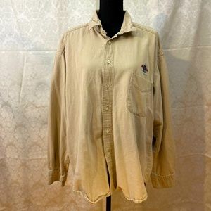 Hard Rock Cafe Men’s Tan Vintage Los Angeles Long Sleeve Button Up Shirt (XL)